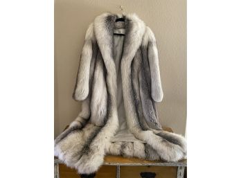 Full Length White Sable Fur Coat From Mark's Furs With Silk Liner