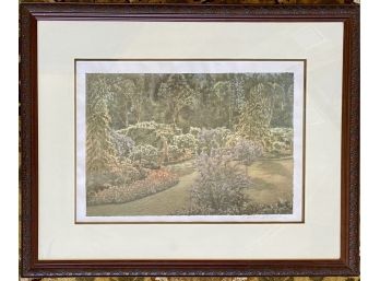 Large Matted And Framed Carson Gladson Garden Scene Print Pencil Signed