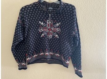 Icelandic Designs Intarsia Cropped Cotton Sweater Sized Medium