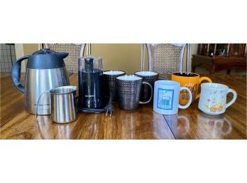 Great Grouping Of Coffee Mugs Grinder And Carafe