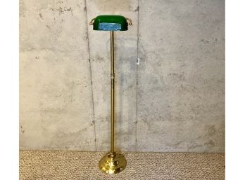 Adjustable Green Glass Shade Floor Lamp