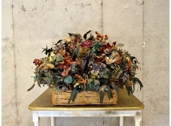 Basket With Autumn Faux Flower Arrangement