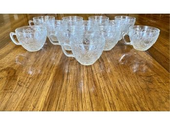 Set Of 12 Vintage Glass Tea Cups With Fruit Detail