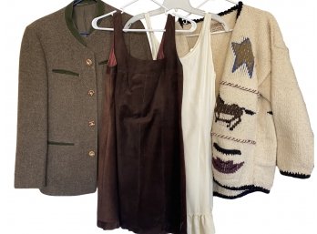Great Grouping Of Western Wear Including Nina Nanette Lepore Suede Dress, Antler Button Hirmer Jacket & More