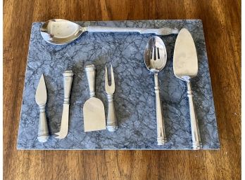 Pewter Cheese Service With Marble Tray