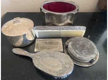 Great Grouping Of Vintage Silver Vanity Objects
