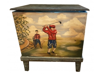 Lovely Hand Painted Golf Themed Chest