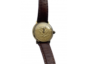 Gorgeous Fine Gold .999 Watch With Leather Delvina Strap
