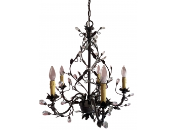 Lovely Chandelier With Floral Spiral Metal Design And Electric Lights