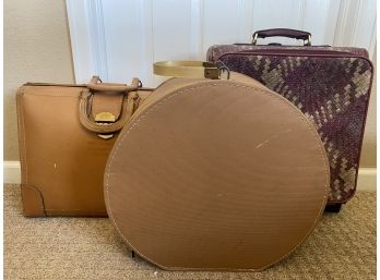 Grouping Of Travel Luggage Including Hat Box And Mellow World Woven Carry-On Suitcase