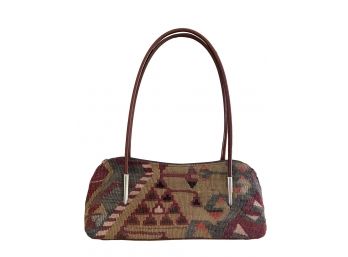 Beautiful Kilim Southwestern Tapestry Bag With Silver Modern Joints