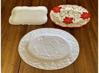 Collection Of 3 Large Holiday Serving Tray