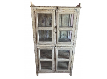 Stunning Rustic Provincial Farmhouse Cabinet Or Pie Safe With French Door Paneling
