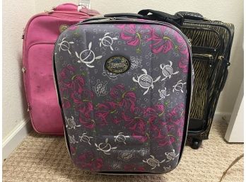 Great Grouping Of Three Travel Suitcases Including Hawaii Spirit And Ricardo Beverly Hills
