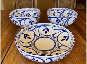 Set Of 3 Pier One Imports Hand Painted Bowls