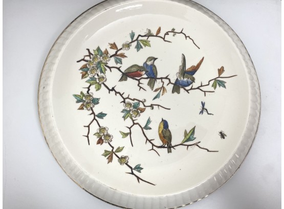 Lovely Antique Ironstone Hand Painted French Bird Plate With Hallmark