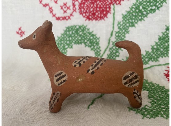 Lovely Pre-Columbian Style Glitter Glazed And Decorated Dog
