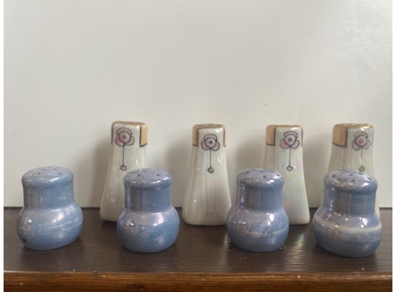 Great Grouping Of Japanese Lusterware Tiny Salt & Pepper Shakers