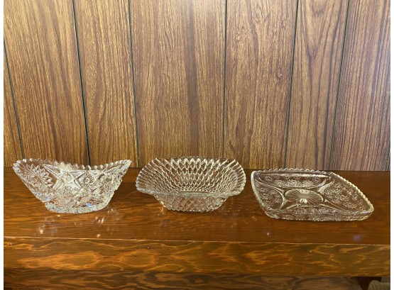3 Vintage Glass Small Candy Bowls And Dish