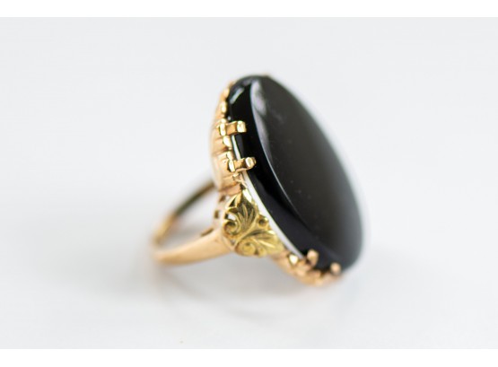Large And Pretty 10k Mourning Statement Ring
