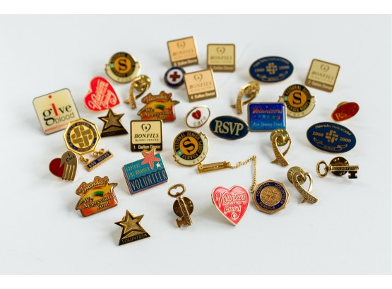 Large Group Of Vintage Enamel Pins!