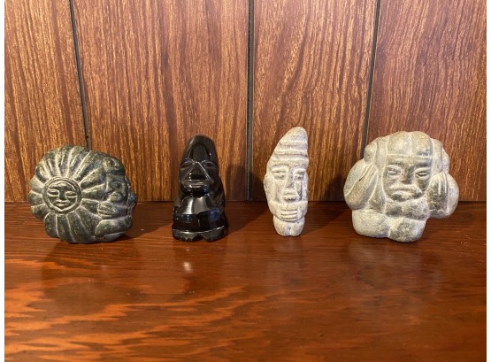 Collection Of 4 Hand Carved From Stone Figurines