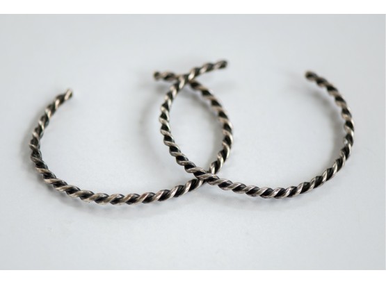 A Nice Pair Of Two Sterling Silver Twist Bangles