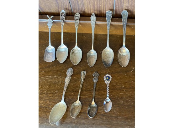 Collection Of Antique Souvenir Spoons Some Sterling And Silver Plated