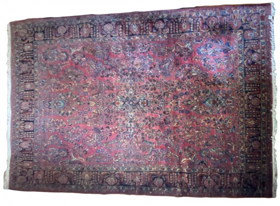 Stunning Persian Wool Rug In Deep Reds And Blues