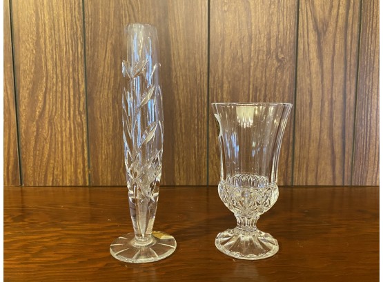 Crystal Bud Vase And Glass