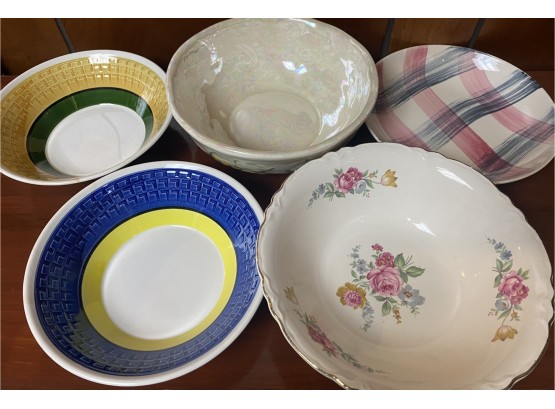 Mismatched Collection Of Ceramic Bowls Including Edith Styles Lusterware Large Bowl