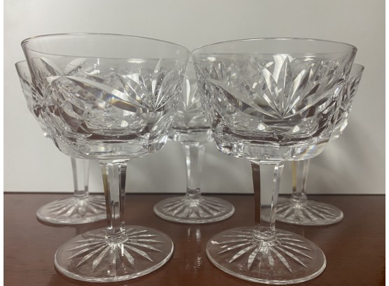 Beautiful Set Of 5 Crystal Coupe Stemware Glasses