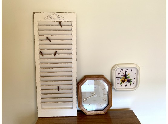 Two Clocks And Cute Shutter Photo Board