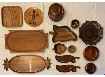 Great Collection Of Vintage Wood Bowls And Platters