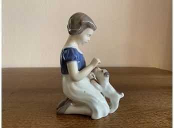 Danish Porcelain Girl With Her Dog