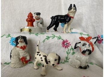 Red, Black And White Vintage & Antique Dog Collection Including Cast Iron Boston Terrier