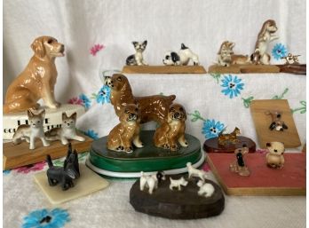 Puppies On A Pedestal! Great Group Of Mounted Dog Miniatures