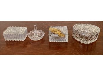 Collection Of Glass Trinket Boxes And Ring Holder