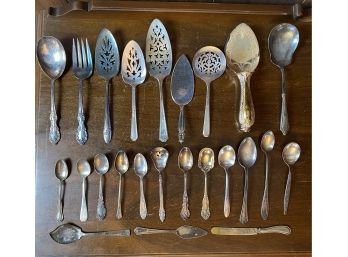 Large Collection Of Vintage Silver Plated Flatware And Serving Utensils