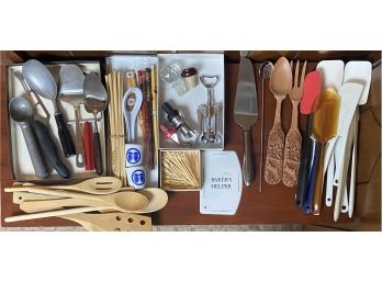 An Awesome Grouping Of Kitchenware Pieces Including Chopsticks, Cocktail Pics, Wooden Spoons And More