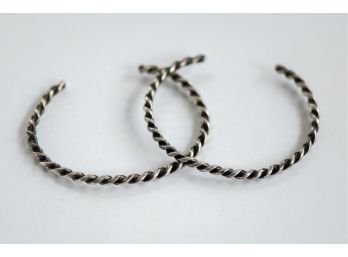 A Nice Pair Of Two Sterling Silver Twist Bangles
