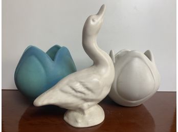 Grouping Of Van Briggle Pottery Small Tulip Votive Vases & Duck