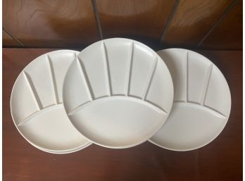 A Set Of Eight Heavy Glazed Stoneware Fondue Plates