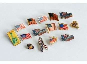A Nice Grouping Of Vintage Patriotic Pins!
