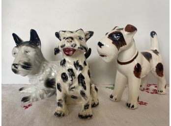 A Fabulous Grouping Of Vintage & Antique Spotted Porcelain Dogs From Germany & Japan