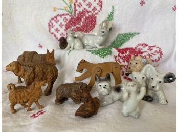 Huge Grouping Of Animal Miniatures In A Variety Of Mediums Featuring Bears, Dogs, Cats, Donkeys, Sheep