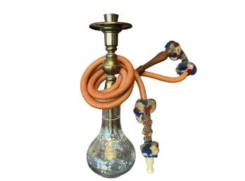 Vintage Czech Hookah Pipe With Hand Painting On Glass