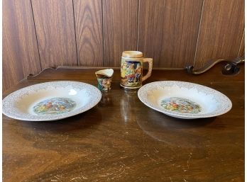 2 Sebring Chantilly Plates 22K Gold, Captain Hook Royal Doulton  And Tiny Vintage Japanese Mug