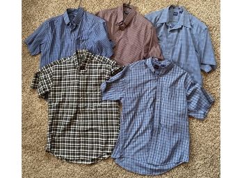 Group Of 5 Mens Medium Short Sleeve Collar Shirts
