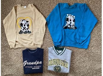 4 Mens Vintage Sweatshirts Including 2 Cows